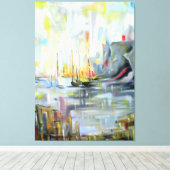 Serene Harbor Scene: Abstract Painting wall art Leinwanddruck (Insitu (Holzboden))