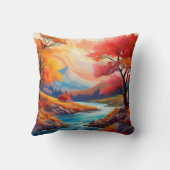 Serene Herbstlandschaft mit fließendem Fluss Kissen (Rückseite)