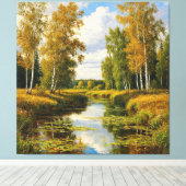 Serene Herbstlandschaft mit River Reflection Leinwanddruck (Insitu (Holzboden))