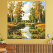 Serene Herbstlandschaft mit River Reflection Leinwanddruck (Insitu (Wohnzimmer))