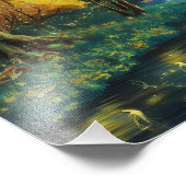 Serene Herbstnacht Landschaft Ölgemälde Fotodruck (Ecke)