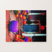 Serene Herbstszene mit Lila Pumpkaffee Puzzle (Horizontal)