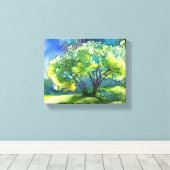 Serene Hillside Watercolor Leinwanddruck (Insitu (Holzboden))