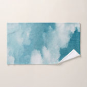 Serene Horizon Dreams Watercolor Blue & White Badhandtuch Set (Handtuch)