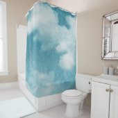 Serene Horizon Dreams Watercolor Blue & White Duschvorhang (Beispiel)