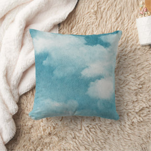 Serene Horizon Dreams Watercolor Blue & White Kissen