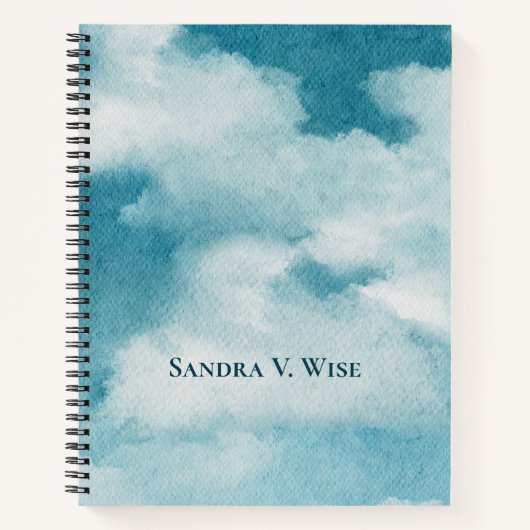 Serene Horizon Dreams Watercolor Blue & White Notizblock (Vorderseite)