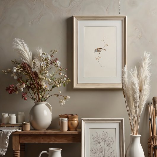 Serene House Sparrow Poster