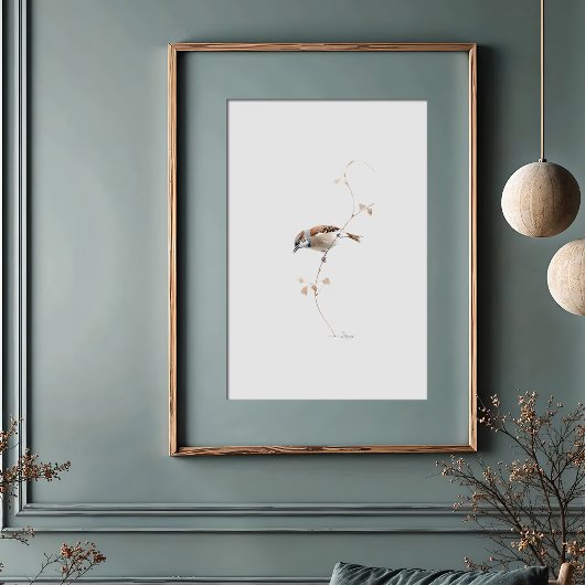 Serene House Sparrow Poster