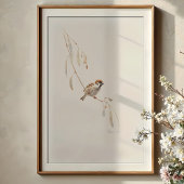 Serene House Sparrow Poster