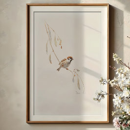 Serene House Sparrow Poster