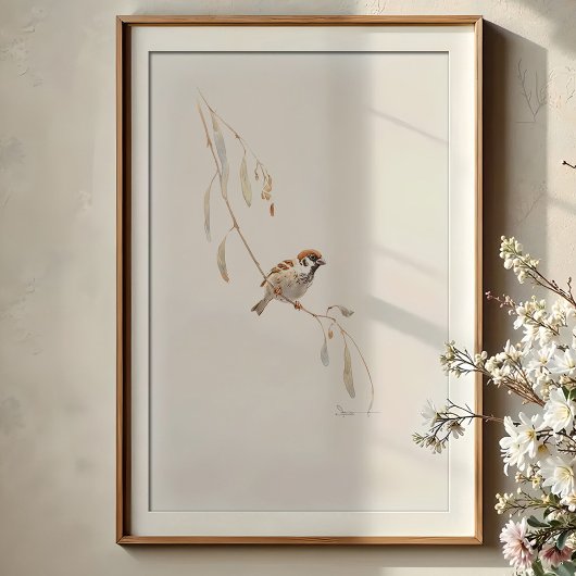 Serene House Sparrow Poster