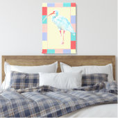 Serene Ibis Bird Coastal Pastell Checkered Design Leinwanddruck (Insitu (Schlafzimmer))