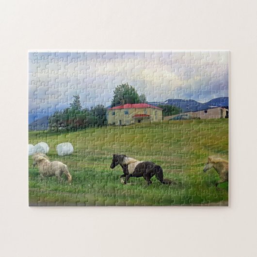 SERENE ICELAND HORSES COTTON BALES PUZZLE (Horizontal)