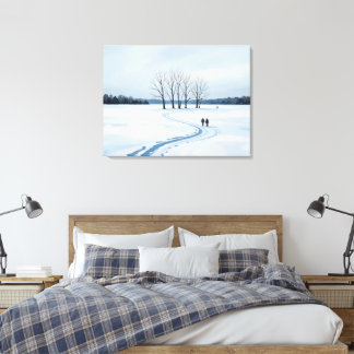 serene impressionist winter landscape canvas print leinwanddruck