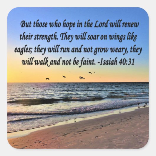 SERENE ISAIAH 40:31 SCRIPTURE-DESIGN QUADRATISCHER AUFKLEBER (Vorderseite)