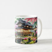 Serene Japanese Garden bei Dusk Painting Kaffeetasse (VorderseiteRechts)