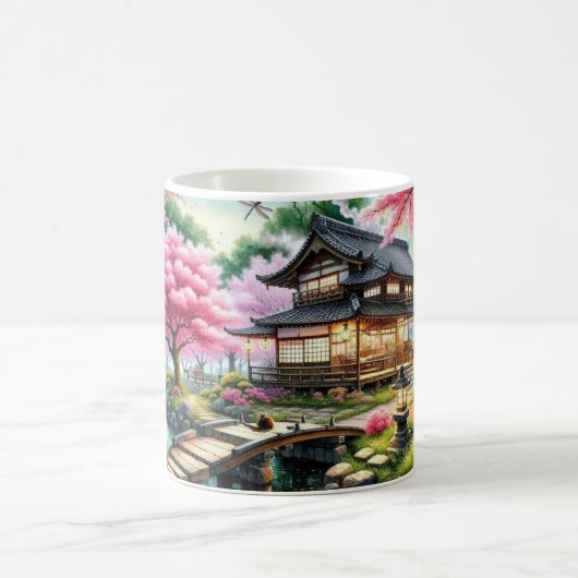 Serene Japanese Garden bei Dusk Painting Kaffeetasse (Mittel)