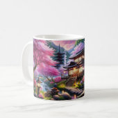 Serene Japanese Garden bei Dusk Painting Kaffeetasse (Vorderseite Links)