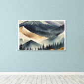 Serene Japanese Mountain Landschaft Leinwanddruck (Insitu (Holzboden))