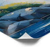 Serene japanische Brücke mit Kirschblüten Painti Poster (Ecke)