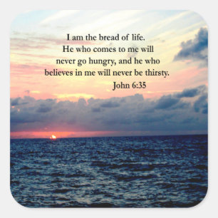 SERENE JOHN 6:35 SUNRISE FOTO DESIGN QUADRATISCHER AUFKLEBER