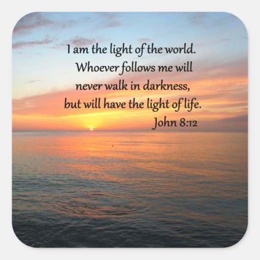 SERENE JOHN 8:12 SONNENREISE ÜBER DEM OZEAN QUADRATISCHER AUFKLEBER (Vorderseite)