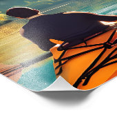 Serene Kayaking Scene | Mann in Kayak im Gebirge Fotodruck (Ecke)