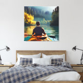 Serene Kayaking Scene | Mann in Kayak im Gebirge Leinwanddruck (Insitu (Schlafzimmer))