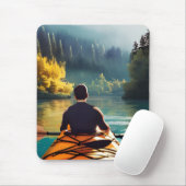 Serene Kayaking Scene | Mann in Kayak im Gebirge Mousepad (Mit Mouse)