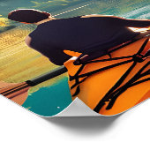 Serene Kayaking Scene | Mann in Kayak im Gebirge Poster (Ecke)