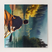 Serene Kayaking Scene | Mann in Kayak im Gebirge Puzzle (Horizontal)