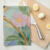 Serene Kingfisher in einem Paradies der Blumen Geschirrtuch (Viertel Falte)