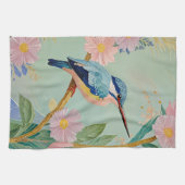 Serene Kingfisher in einem Paradies der Blumen Geschirrtuch (Horizontal)