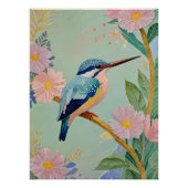 Serene Kingfisher in einem Paradies der Blumen Poster (Vorderseite)