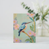 Serene Kingfisher in einem Paradies der Blumen Postkarte (Stehend Vorderseite)