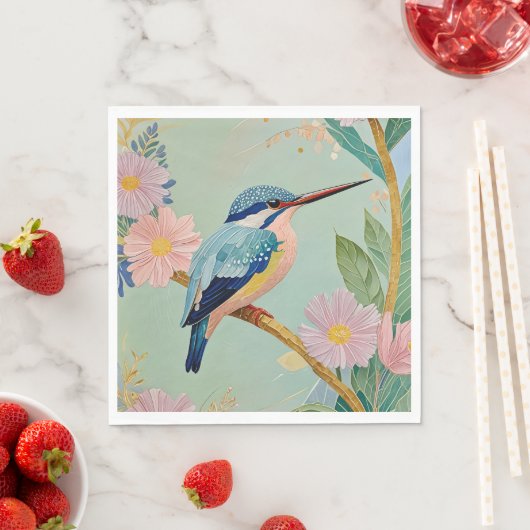 Serene Kingfisher in einem Paradies der Blumen Serviette (Beispiel)