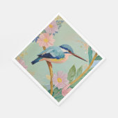 Serene Kingfisher in einem Paradies der Blumen Serviette (Ecke)