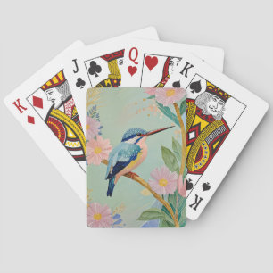 Serene Kingfisher in einem Paradies der Blumen Spielkarten