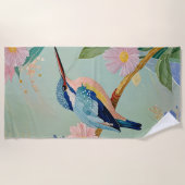 Serene Kingfisher in einem Paradies der Blumen Strandtuch (Vorderseite)