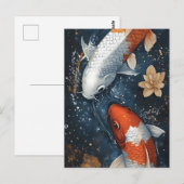 Serene Koi Fisch mit Lotus-Blume Postkarte (Vorne/Hinten)