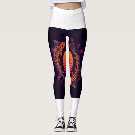 Serene Koi Fish Cherry Blossom Leggings 🌸 🐠 (Vorderseite)