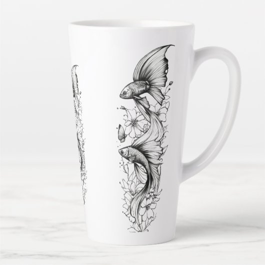 Serene Koi Pond Große Latte Tasse - 17oz (Rechts)