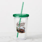 Serene Lake Boat mit Gänsen und Wildblumen Acryltrinkbecher (Rückseite)