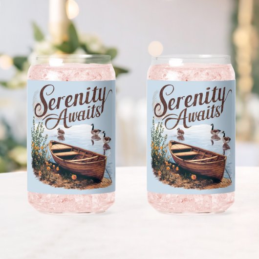 Serene Lake Boat mit Gänsen und Wildblumen Dosenglas (Insitu (Hochzeit))