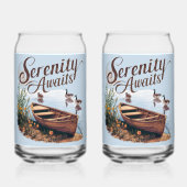 Serene Lake Boat mit Gänsen und Wildblumen Dosenglas (Rückseite)