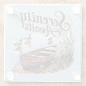 Serene Lake Boat mit Gänsen und Wildblumen Glasuntersetzer (Rückseite)