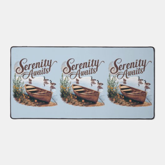 Serene Lake Boat mit Gänsen und Wildblumen Schreibtischunterlage (Vorderseite)