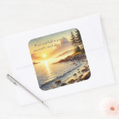 Serene Lake & Quote Quadratischer Aufkleber (Umschlag)