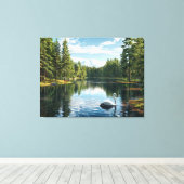 Serene Lake Scene mit Swan Leinwanddruck (Insitu (Holzboden))